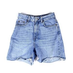 Divided H&M Light Wash High Rise Denim Jean Shorts Raw Hem Cut Offs